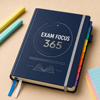 Agenda LABON personnalisé A5 Exam Focus 365 avec couverture en cuir PU, onglets mensuels, planificateur d'études, suivi des habitudes, carnet