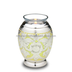 Azul y de vela de plata de cremación urna con hojas banda para niño Funeral Memorial para mascotas o cenizas humanas candelita urna - Product Image 6