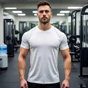 เสื้อวิ่งออกกำลังกายแขนสั้นสำหรับผู้ชายเสื้อยืดเล่นกีฬาเสื้อเล่นโยคะเพาะกายคอกลม - Product Image 1