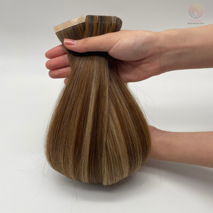 Bonne qualité Extensions de cheveux vierges vietnamiens # MM couleur Super Premium Double Drawn Tape Extensions Natural Wave Curl italien - Product Image 4