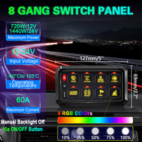 Panel de Interruptores de 8 Canales con Control Táctil a Prueba de Agua, Atenuación RGB, 12V 24V, para Vehículos Marinos, SUV, ATV, UTV, Camiones 4x4
