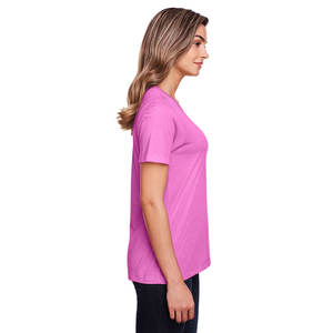 Camisetas de verano para mujer, camisetas de manga corta con cuello redondo holgadas de corte Regular, decoración de botones con patrón estampado de Spandex ecológico - Product Image 3