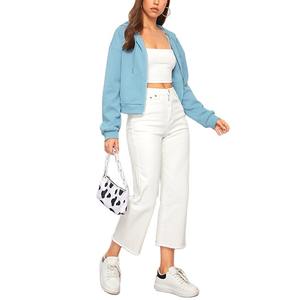 Custom Summer Clothes Solid Hooded Short Sleeve <b>Crop</b> <b>Top</b> Hoodie With Zipper Jogger 2 Piece Set Women Shorts Set Pants For Women - Product Image 5