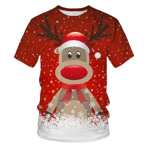 <b>Men's</b> <b>Christmas</b> <b>Shirt</b> Slim Fit Short Sleeve Custom Sublimation Printed Pattern T <b>Shirt</b> 100%Cotton Breathable Quick Dry T <b>Shirt</b> - Product Image 3