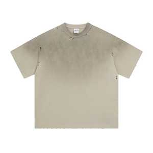 T-shirts de détresse pour hommes personnalisés OEM 100% Jersey de haute qualité en coton 180-220gsm court - Product Image 4
