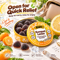 KisKis Gommes Apaisantes pour la Gorge au Kumquat et Citron, Soin Herbal Chinois pour la Gorge, Gommes Dures avec Jus de Fruits Naturels