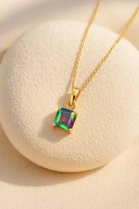 Collier pendentif hexagone opale de feu lavande opale éthiopienne argent sterling 925 plaqué or 14 carats cadeau de naissance pour elle - Product Image 3