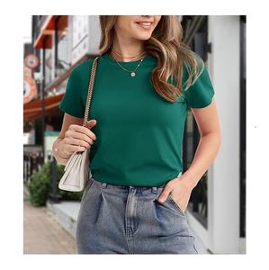 New Collection OEM Service Solid Women's 100% Cotton Short Sleeve Round Neck Shoulder Slope Comfortable <b>T</b>-<b>shirt</b> From Bangladesh - Product Image 1