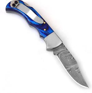 Couteau de poche en acier Damas fait main avec manche en bois et étui en cuir fin, couteau de camping, couteau pliant - Product Image 3