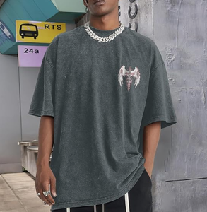 Sweat-shirts vintage gothique punk pour hommes, lavage à l'acide, 100% coton, molleton, coupe régulière, streetwear grunge, t-shirts graphiques surdimensionnés - Product Image 2