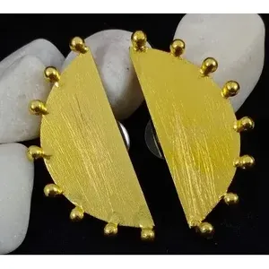 Brass Gold Plated Stud and Hoop <b>Earrings</b> with <b>Opal</b> Pearl Diamond - Product Image 1