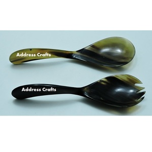 Matériau écologique meilleure vente cuillère de service en corne de buffle ensemble à salade ustensiles de cuisine pour la maison fabricant d'outils de l'Inde par adresse artisanat - Product Image 3