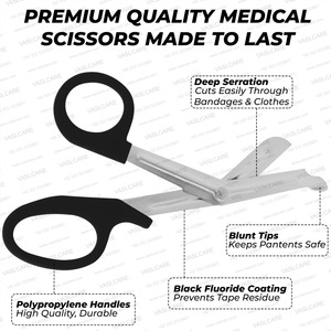 Ciseaux de traumatologie manuels Vaslcare Ciseaux à bandage utilitaires Lame en acier inoxydable avec pointe émoussée de sécurité Base d'instruments chirurgicaux - Product Image 2