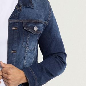 แจ็กเก็ตผ้ายีนส์สำหรับผู้ชายสีน้ำเงินเข้ม, แจ็กเก็ตยีนส์หนาอบอุ่นบุขนแกะขนาดใหญ่เสื้อแจ็กเก็ตเฮฟวี่ไซส์สำหรับฤดูหนาว - Product Image 3