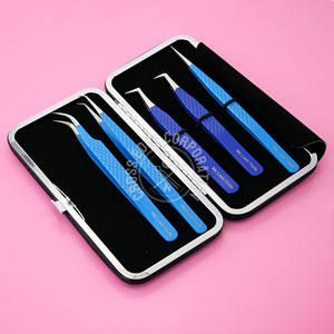 Pince à cils à pointe de fibre de logo imprimé applicateur de cils en acier inoxydable 45 75 90 degrés poignée antidérapante pour pince à épiler d'isolation - Product Image 6