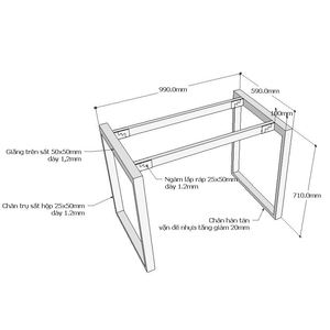 Pieds de table rectangulaires en fer HCRT001, 100x60cm, style industriel, assemblage requis - Product Image 2