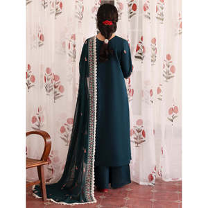 Ensemble chemise en mousseline de soie brodée Mahnur avec dupatta en tulle et pantalon - MAHNUR - 3 pièces # # # # BIC-4689 - Product Image 6