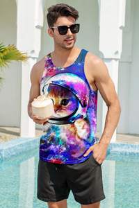 Camiseta sin mangas de algodón 100% transpirable para hombre, camiseta sin mangas con estampado 3D de verano, ropa de playa de talla grande de punto cómoda - Product Image 4