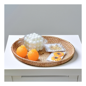 Bandejas redondas de bambú de Vietnam de alta calidad Bandeja de servicio ecológica con acento de ratán rústico para interiores de hoteles-SR2057 - Product Image 1