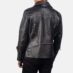 Chaqueta de Motero Vincent de Cuero Vacuno Genuino, Negra, Talla XS, Reversible y con Cierre de Cremallera, Recubierta con ODM - Product Image 6