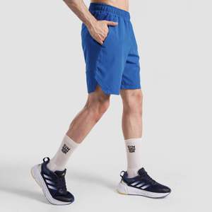 Micro Fit 2.0 Sporty Gym Shorts Blue 100% Polyester <b>Knee</b> Length with Elastic Waist Closure Logo Decoration for Sports <b>Exercise</b> - Product Image 3