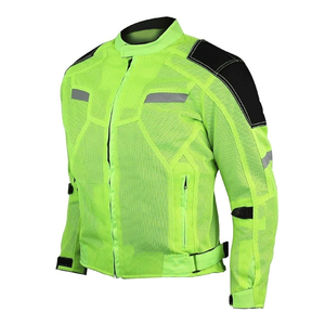 Chaqueta de motocicleta textil y de malla reflectante verde de alta visibilidad para todas las estaciones para hombre, armadura CE y forro extraíble, chaqueta de moto - Product Image 1