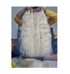 Extensions de trame de cheveux blonds de temple avec finition lisse soyeuse Machine à vagues profondes lâches Double trame faite 100% cheveux indiens vierges - Product Image 3