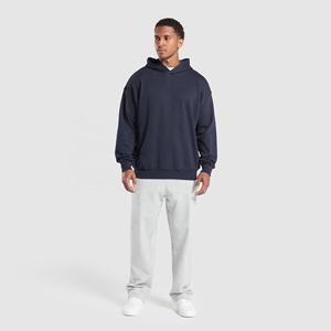 เสื้อฮู้ดผู้ชายแบบเรียบๆเปิดไหล่ไม่มีเชือกเสื้อสเวตเชิ้ตแขนยาวโอเวอร์ไซส์สำหรับผู้ชายแฟชั่นตามสั่ง - Product Image 3