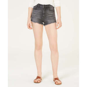 Celebrity Pink Junior's High Rise Mom Denim Shorts Taglia 0 Nero Effetto Usurato con Strass Decorativi Vestibilità Ampia Vintage con Bottoni Taglie Forti - Product Image 1