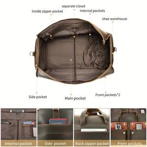 Luxury Genuine Leather Garment Duffle <b>Bag</b> with Suit Organizer <b>Shoe</b> Compartment Travel Weekender Men Large Capacity Portable - Product Image 2