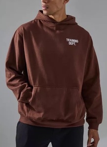 Sweat-shirt à capuche en coton lourd surdimensionné personnalisé pour hommes, basique et marron de qualité supérieure, offre en gros, tendance 2024 - Product Image 3
