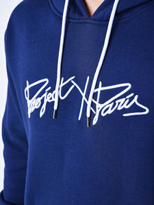 Pull-over à capuche personnalisé 100% coton et pantalon brodé survêtement manches longues épaules tombantes hommes pas cher deux pièces survêtement ensembles - Product Image 4