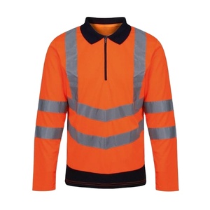 T-shirts polo à manches longues en polyester personnalisable haute visibilité imperméable à l'eau construction sécurité bande réfléchissante maille vêtements de travail t-shirts - Product Image 1