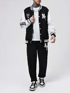 Conjunto Deportivo de Felpa Técnica con Estampado de Letras Universitarias Personalizadas, Chaqueta con Cremallera y Pantalones Jogger para Hombre, Talla Grande - Product Image 3