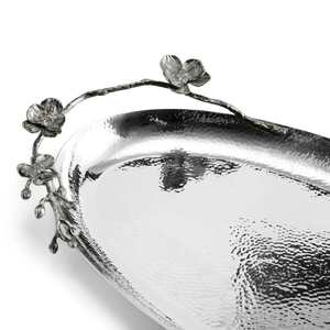 Petit plateau ovale d'orchidée noire Plateau de service floral élégant pour apéritifs Décor et cadeaux - Product Image 4