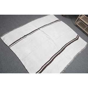 พรมตุรกีวินเทจ ขนาด 5.1x4.3 ฟุต (154x130 ซม.) ลายตารางสีขาวน้ำตาล - Product Image 4