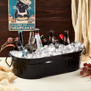 Enfriador de botellas de cerveza de vino de Metal de hierro, cubo de hielo decorado con forma ovalada para celebraciones de fiestas y bodas - Product Image 3