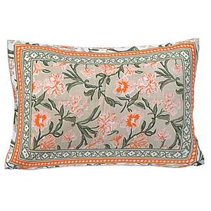 Parure de lit simple 180 TC motif floral orange avec 1 taie d'oreiller, couette 100% coton pour usage domestique, lot de 6 pièces, technique de couture 4 points - Product Image 2