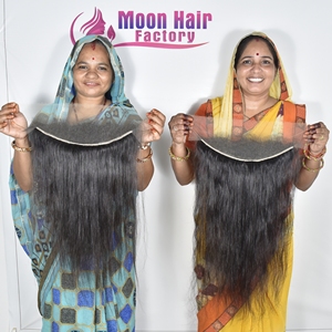 สินค้าใหม่ ผมแท้จากอินเดีย ขายส่งจากโรงงาน HD Frontal แบบตรง แบบหยักศก เนียนเรียบ นุ่ม เงางาม แข็งแรง สำหรับขาย - Product Image 5
