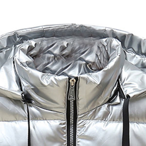 Argent brillant hiver solide extérieur hommes matelassé bouffant vers le bas Gilet gilet Streetwear chaud bouffant gilet pour hommes - Product Image 3