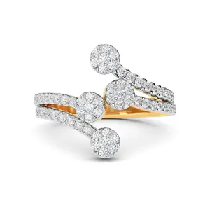 开放式钻石圆形切割硅石订婚14k纯金独特结婚最佳求婚戒指