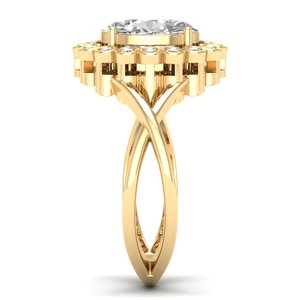 Bagues de fiançailles halo en argent sterling 925 REYES Luxury avec moissanite certifiée GRA pour femmes, bijoux plaqués or jaune 14 carats sur mesure - Product Image 3