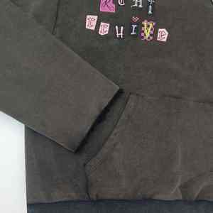 100% coton tissu Stone Wash French Terry plat broderie Vintage sweat à capuche pour hommes - Product Image 6