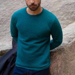 Sweat-shirt décontracté pour homme, coupe classique, en coton matelassé 100 % de qualité supérieure, col rond, design découpé, idéal pour l'hiver - Product Image 6