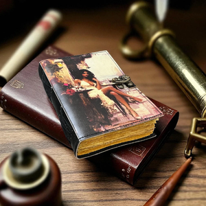 Journal en cuir imprimé fait à la main Vintage femme Art couverture cahier à couverture rigide Deckle papier Antique journal pour écrivains artistes cadeau - Product Image 4