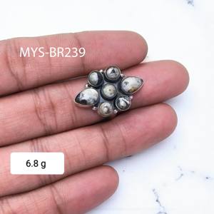 Prix de gros Bijoux Pierre précieuse en jaspe de buffle naturel Anneaux en argent 925 - Product Image 1