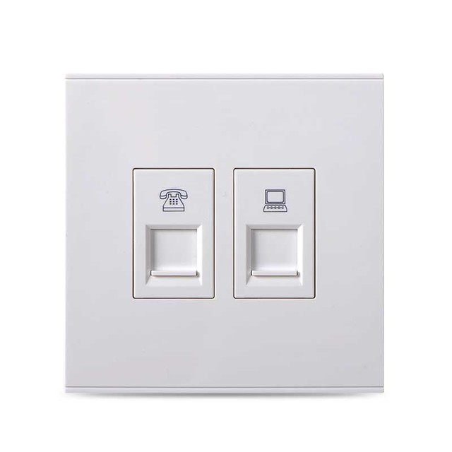 Telephone + computer Wall Socket Dual Port RJ45 Computer telephone network information socket panel