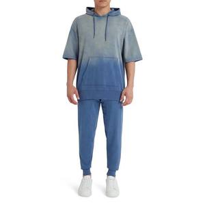 Sudaderas con capucha de manga corta de gran tamaño con bolsillos de canguro básicos Tie Dye de alta calidad impreso 100% algodón pulóver sudaderas con capucha para hombre OEM - Product Image 5