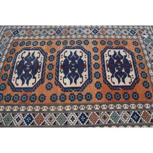 Alfombra Vintage, Alfombra Turca de 4.7x6.7 pies, Alfombra de Lana con Diseño Floral Azul - Product Image 4