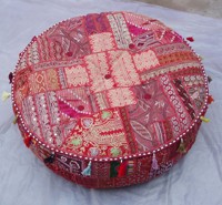 Cojín de Piso Portátil Barmeri, Estilo Bohemio Vintage, Tejido a Mano con Bordado Floral, Decoración para el Hogar, 100% Algodón, Venta Caliente